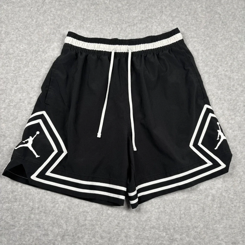 Jordan Dri-FIT Men's Athletic Shorts White Black Diamond Drawstring Small Logo